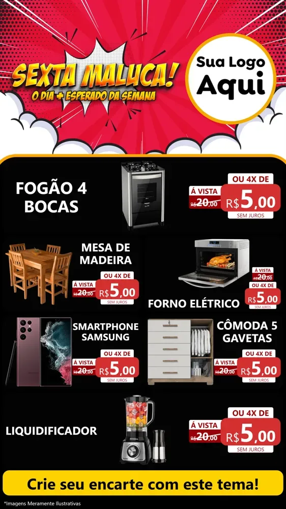 Modelo de TV para TV Vertical com o tema Sexta Maluca! para Móveis e Eletro