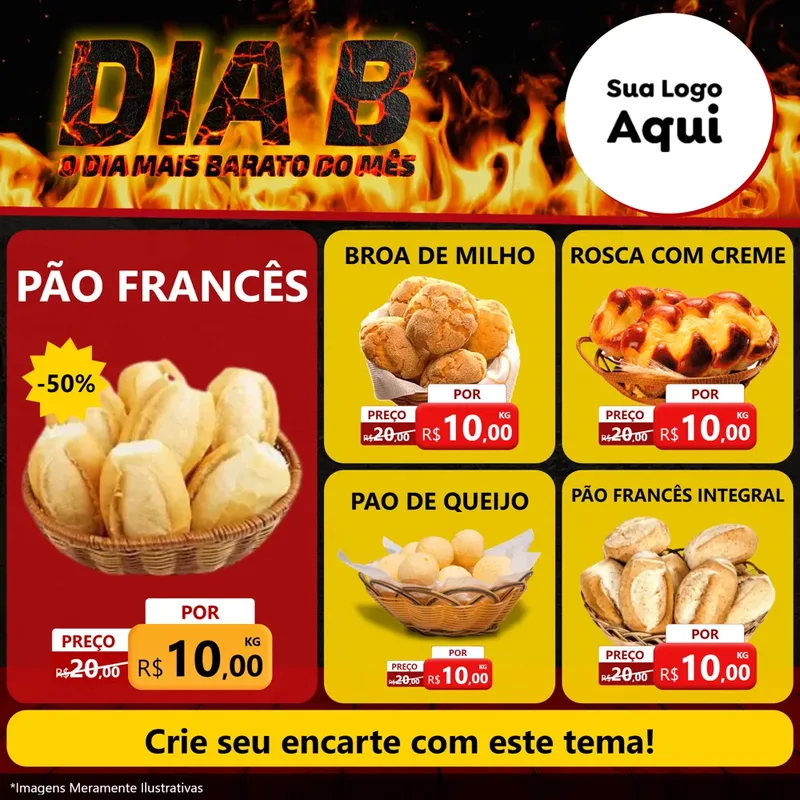 Modelo de Rede Social para Feed Facebook com o tema Dia B para Padaria