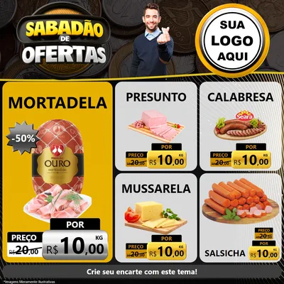 Modelo de Rede Social para Feed Facebook com o tema Sabadão de Ofertas para Frios e Laticínios