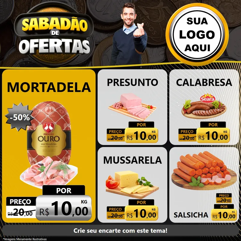 Modelo de Rede Social para Feed Facebook com o tema Sabadão de Ofertas para Frios e Laticínios