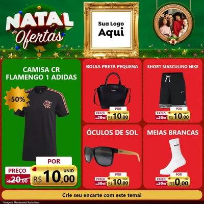 Modelo de Rede Social para Feed Facebook com o tema Natal de Ofertas para Roupas e acessórios