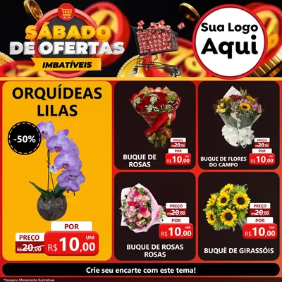 Modelo de Rede Social para Feed Facebook com o tema Sábado de Ofertas Imbatíveis para Floricultura e jardim
