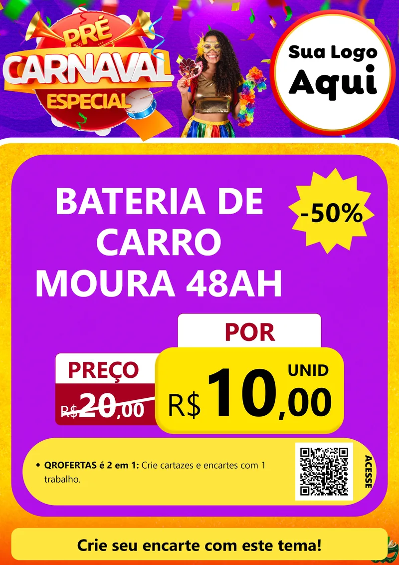 Modelo de Cartaz para Cartaz A4 Vertical com o tema Pré-Carnaval Especial para Baterias Elétricas