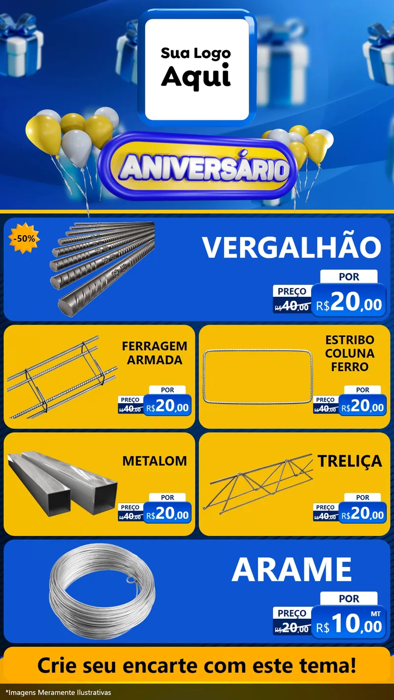 Modelo de TV para TV Vertical com o tema Aniversário para Ferragens
