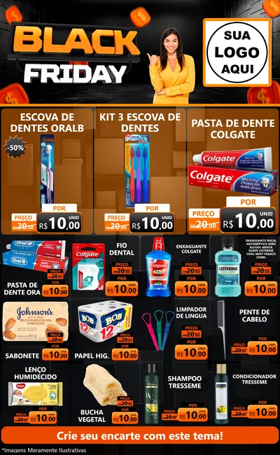 Modelo de Encarte para Encarte Grande com o tema Black Friday para Higiene Pessoal
