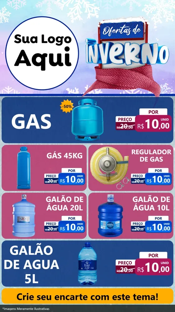Modelo de TV para TV Vertical com o tema Ofertas de Inverno para Água e gás