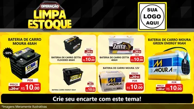 Modelo de TV para TV Horizontal com o tema Operação Limpa Estoque para Baterias Elétricas