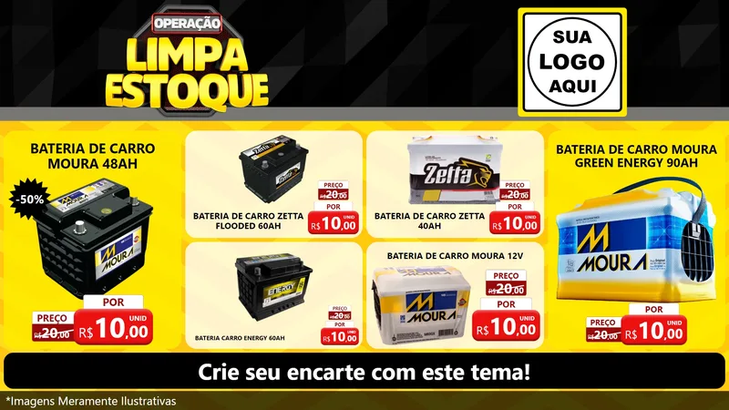 Modelo de TV para TV Horizontal com o tema Operação Limpa Estoque para Baterias Elétricas