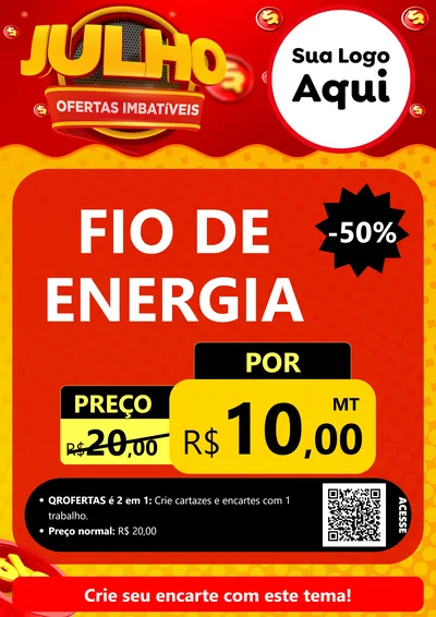 Modelo de Cartaz para Cartaz A4 Vertical com o tema Julho Ofertas Imbatíveis para Materiais Elétricos