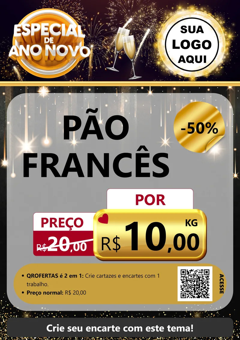 Modelo de Cartaz para Cartaz A4 Vertical com o tema Especial de Ano Novo para Padaria