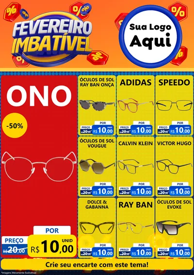 Modelo de Encarte para Encarte A4 Vertical com o tema Fevereiro Imbatível para Óticas