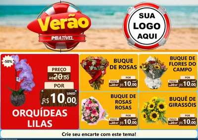 Modelo de Encarte para Encarte A4 Horizontal com o tema Verão Imbatível para Floricultura e jardim