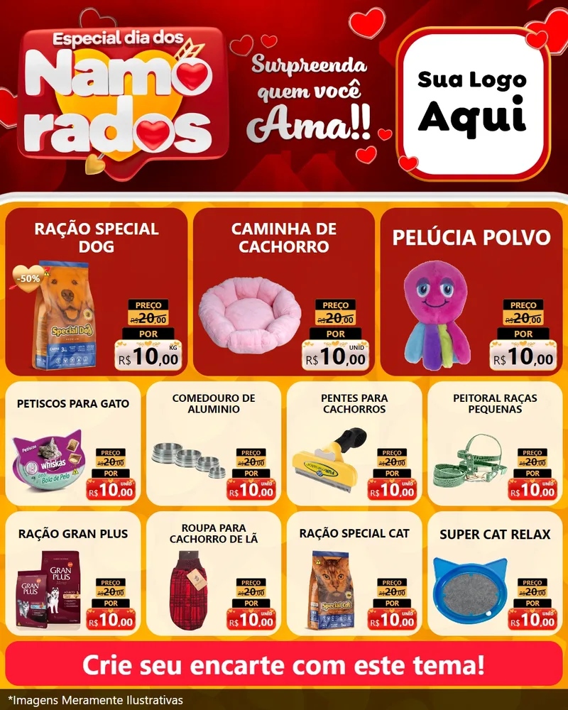 Modelo de Rede Social para Feed Instagram com o tema Especial Dia dos Namorados para Pet Shop