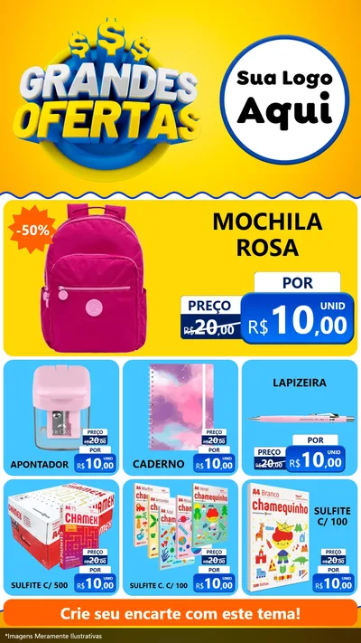 Modelo de Rede Social para Stories com o tema Grandes Ofertas para Papelaria