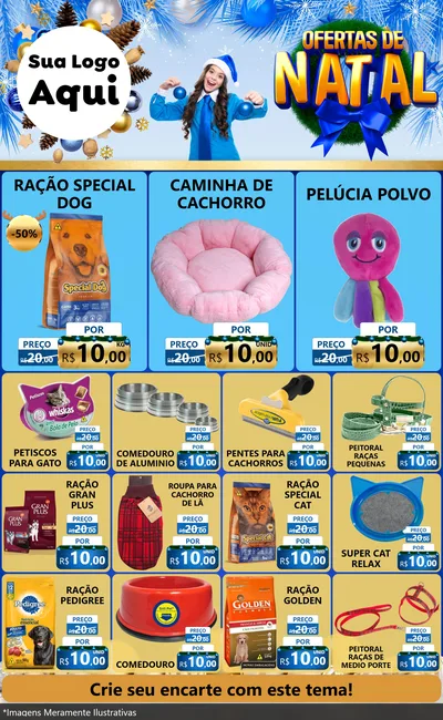 Modelo de Encarte para Encarte Grande com o tema Ofertas de Natal para Pet Shop