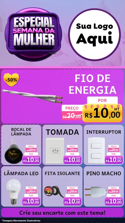 Modelo de Rede Social para Stories com o tema Especial Semana da Mulher para Materiais Elétricos