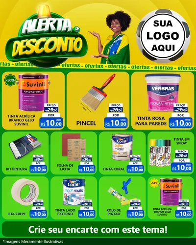 Modelo de Rede Social para Feed Instagram com o tema Alerta de Desconto para Tintas e Ferramentas