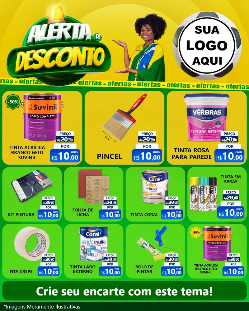 Modelo de Rede Social para Feed Instagram com o tema Alerta de Desconto para Tintas e Ferramentas