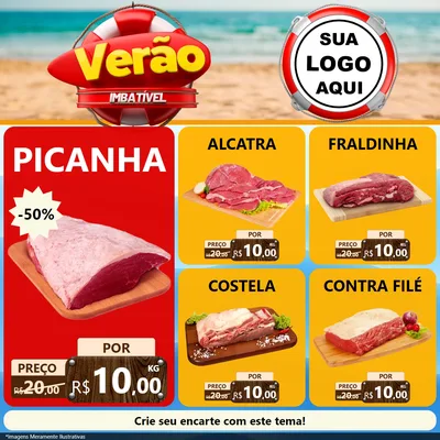Modelo de Rede Social para Feed Facebook com o tema Verão Imbatível para Açougue