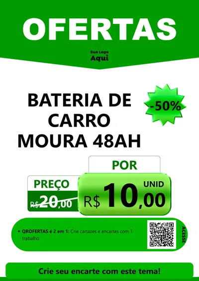 Modelo de Cartaz para Cartaz A4 Vertical com o tema Ofertas Verde Cartaz para Baterias Elétricas