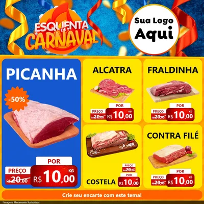 Modelo de Rede Social para Feed Facebook com o tema Esquenta de Carnaval para Açougue