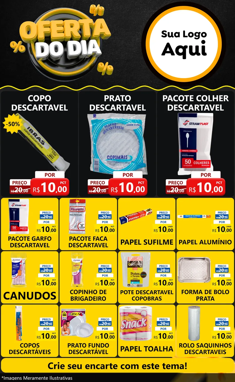 Modelo de Encarte para Encarte Grande com o tema Oferta Do Dia para Embalagens
