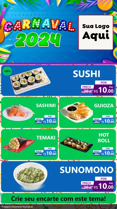 Modelo de TV para TV Vertical com o tema Carnaval 2027 para Comida japonesa