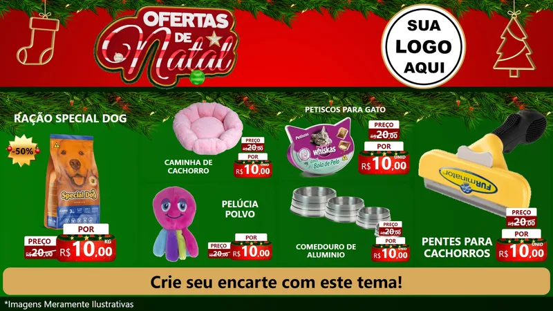Modelo de TV para TV Horizontal com o tema Ofertas de Natal para Pet Shop