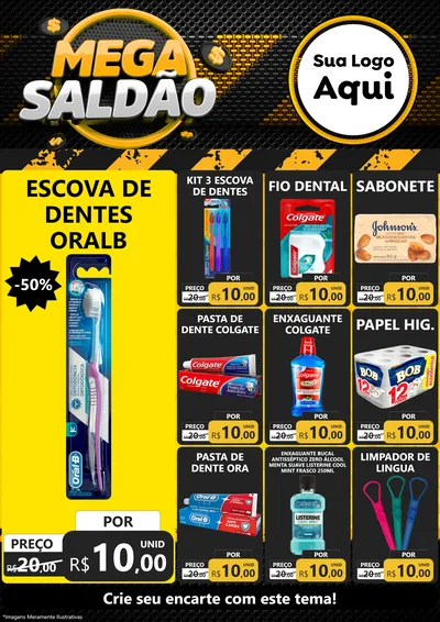 Modelo de Encarte para Encarte A4 Vertical com o tema Mega Saldão para Higiene Pessoal