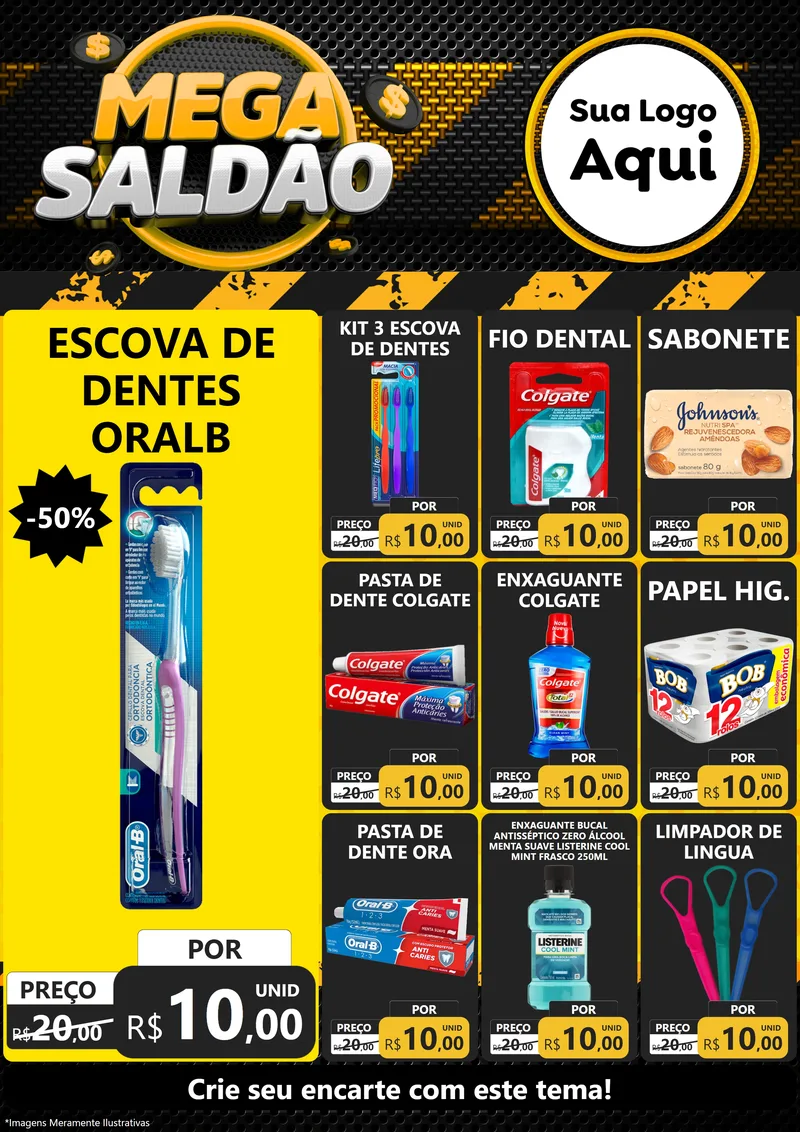 Modelo de Encarte para Encarte A4 Vertical com o tema Mega Saldão para Higiene Pessoal