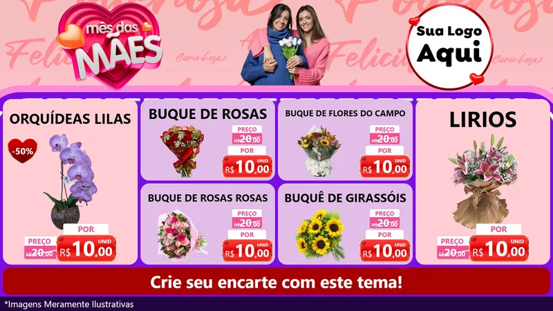 Modelo de TV para TV Horizontal com o tema Mês Das Mães para Floricultura e jardim