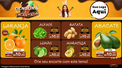 Modelo de TV para TV Horizontal com o tema Cenoura Encantada - Páscoa para Hortifrúti