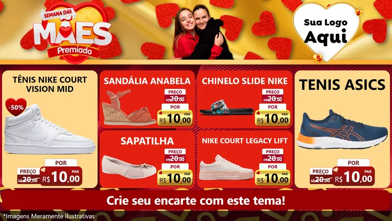 Modelo de TV para TV Horizontal com o tema Semana das Mães Premiada para Calçados