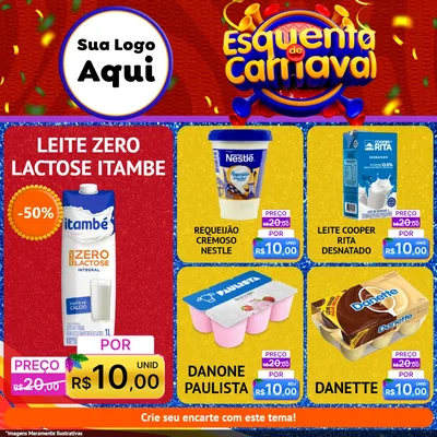 Modelo de Rede Social para Feed Facebook com o tema Esquenta de Carnaval para Frios e Laticínios
