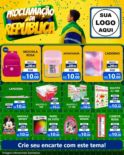 Modelo de Rede Social para Feed Instagram com o tema Proclamação da República para Papelaria