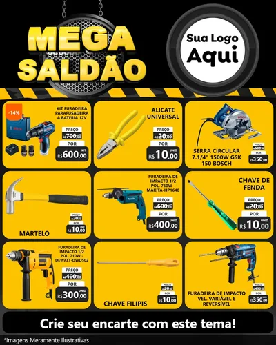 Modelo de Rede Social para Feed Instagram com o tema Mega Saldão para Maquinas e Ferramentas