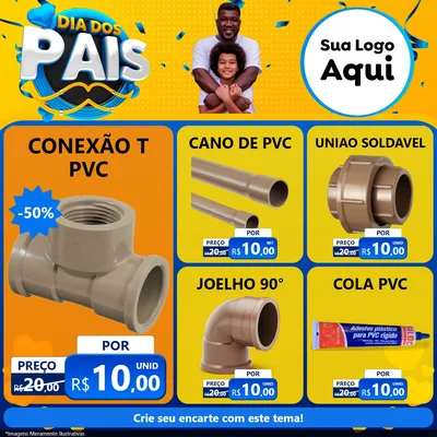 Modelo de Rede Social para Feed Facebook com o tema Dia dos Pais para Tubos e conexões