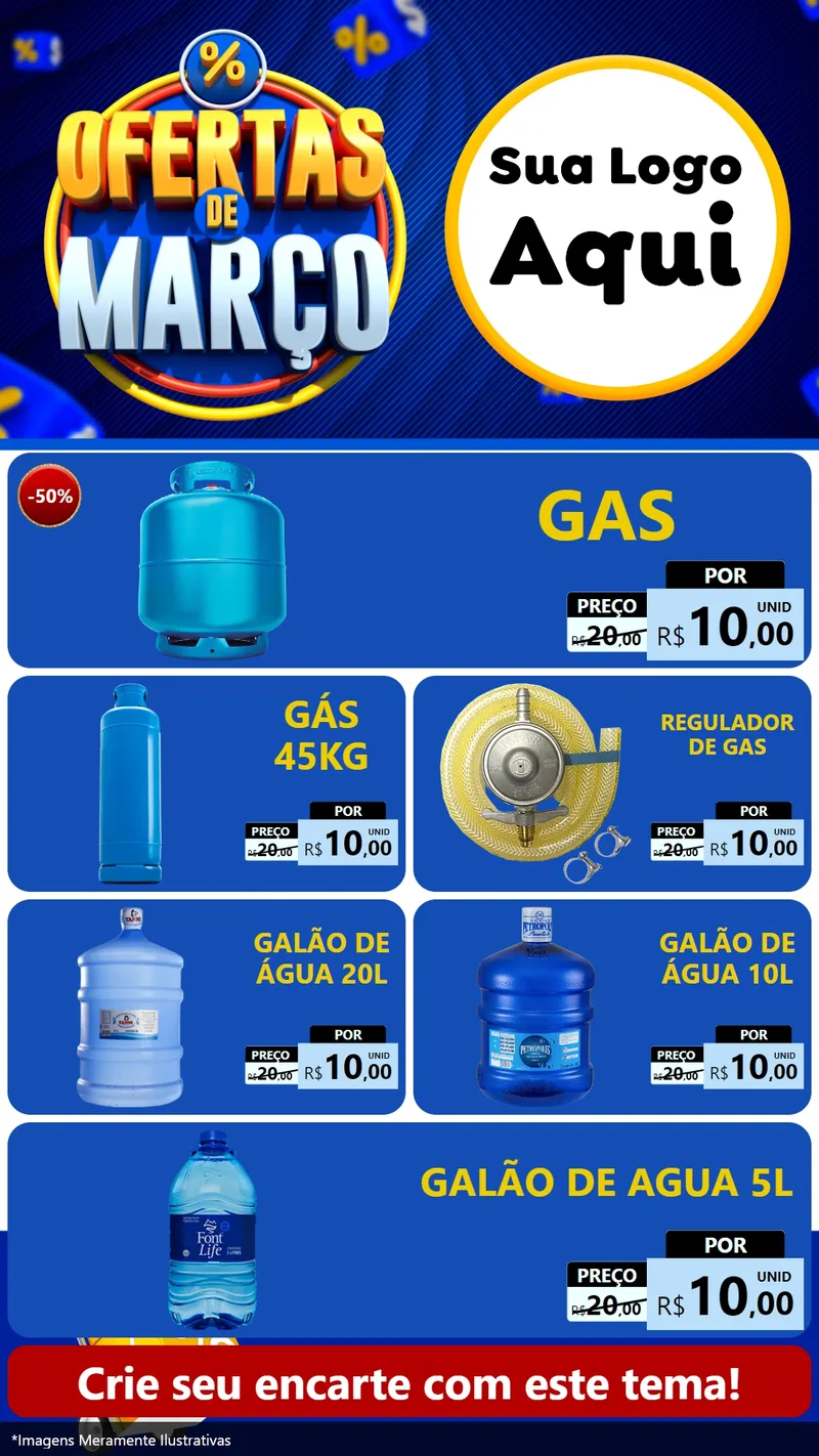 Modelo de TV para TV Vertical com o tema Ofertas de Março para Água e gás