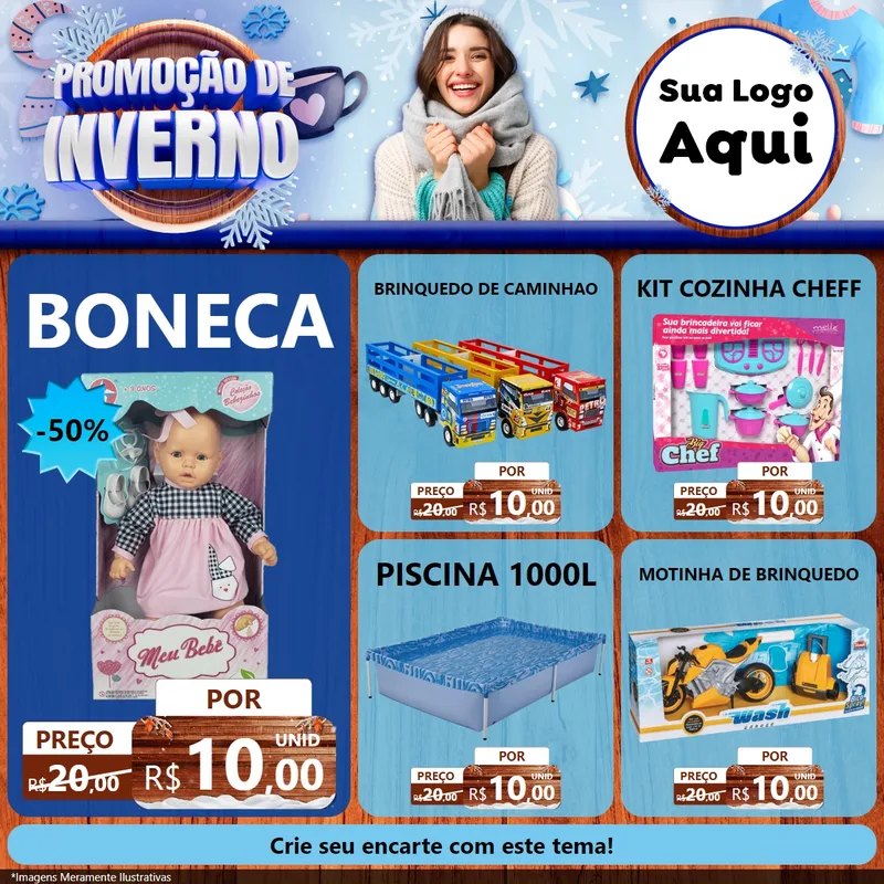 Modelo de Rede Social para Feed Facebook com o tema Promoção de Inverno para Brinquedos