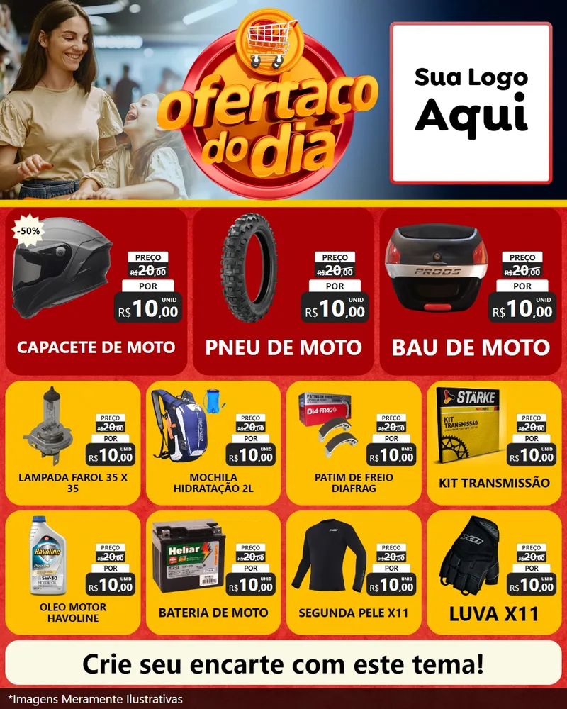 Modelo de Rede Social para Feed Instagram com o tema Ofertaço Do Dia para Moto peças