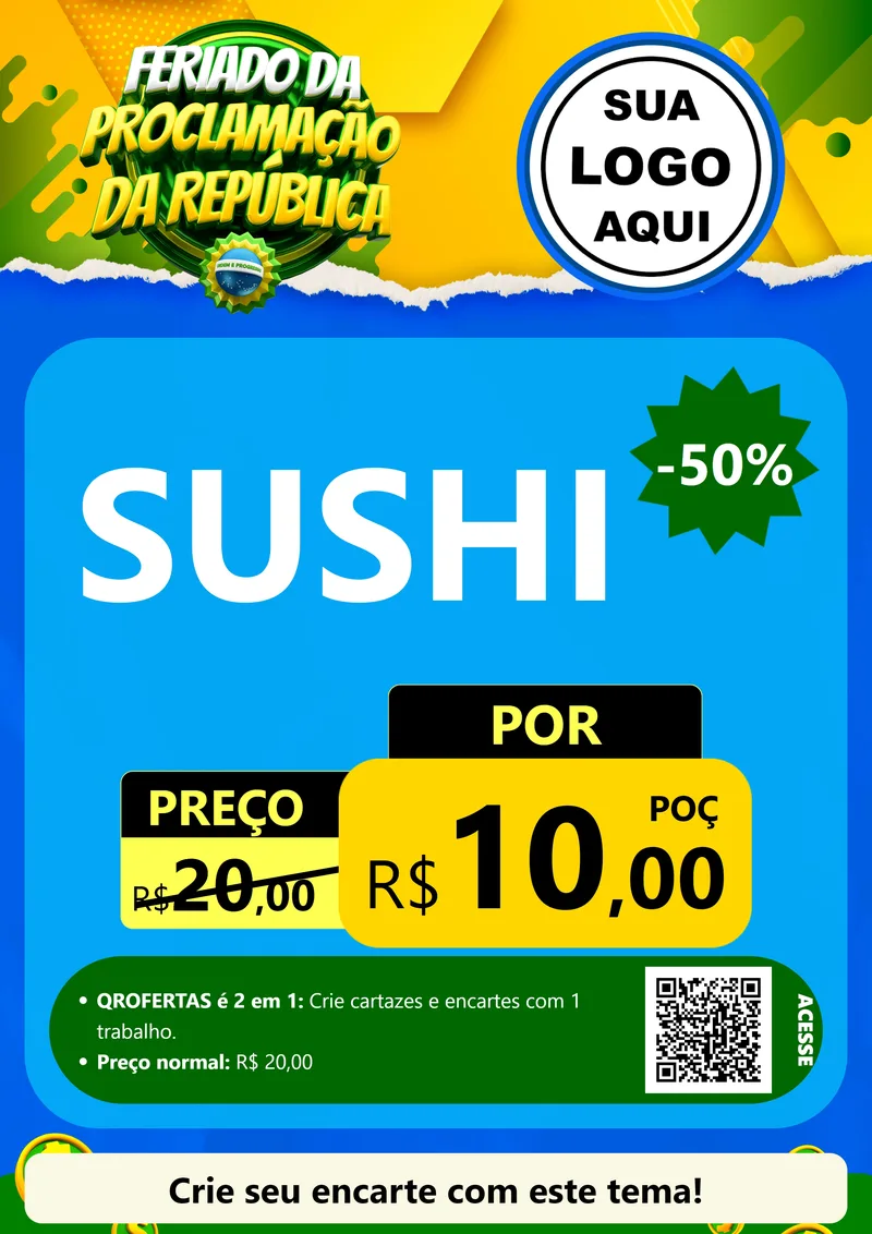 Modelo de Cartaz para Cartaz A4 Vertical com o tema Feriado da Proclamação da República para Comida japonesa