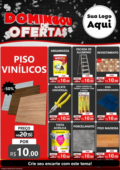 Modelo de Encarte para Encarte A4 Vertical com o tema Domingou de Ofertas para Material para Construção