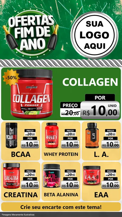 Modelo de Rede Social para Stories com o tema Ofertas Fim de Ano para Suplementos alimentares