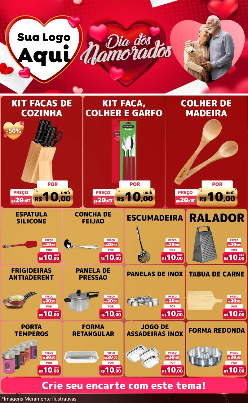 Modelo de Encarte para Encarte Grande com o tema Dia Dos Namorados para Utilidades Domésticas