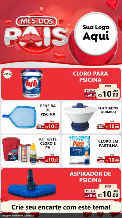 Modelo de TV para TV Vertical com o tema Mês dos Pais para Produtos para Piscina