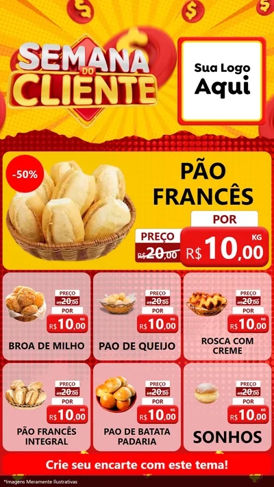 Modelo de Rede Social para Stories com o tema Semana do Cliente para Padaria