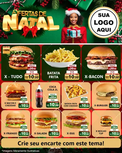 Modelo de Rede Social para Feed Instagram com o tema Ofertas de Natal para Hamburgueria
