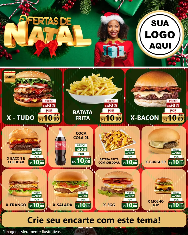 Modelo de Rede Social para Feed Instagram com o tema Ofertas de Natal para Hamburgueria