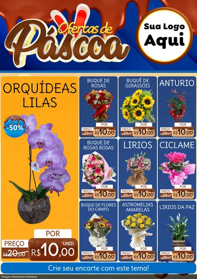 Modelo de Encarte para Encarte A4 Vertical com o tema Ofertas de Páscoa para Floricultura e jardim