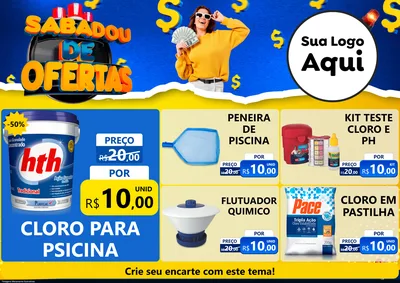 Modelo de Encarte para Encarte A4 Horizontal com o tema Sabadou de Ofertas para Produtos para Piscina